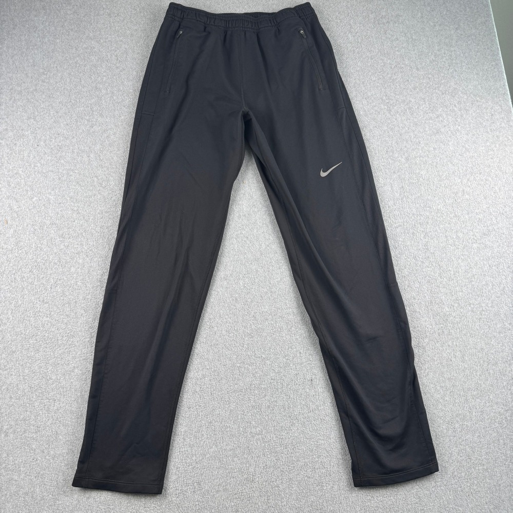 Nike Pants Mens S Black Dri-Fit Running Track Jogger Zipper Pockets Athletic